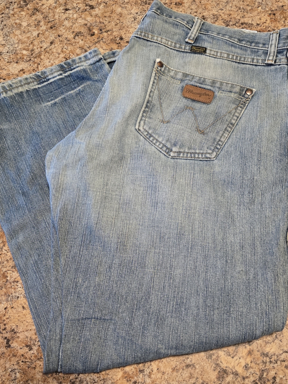 Wrangler Men's Light Blue Bootcut Jeans with Leather Patch